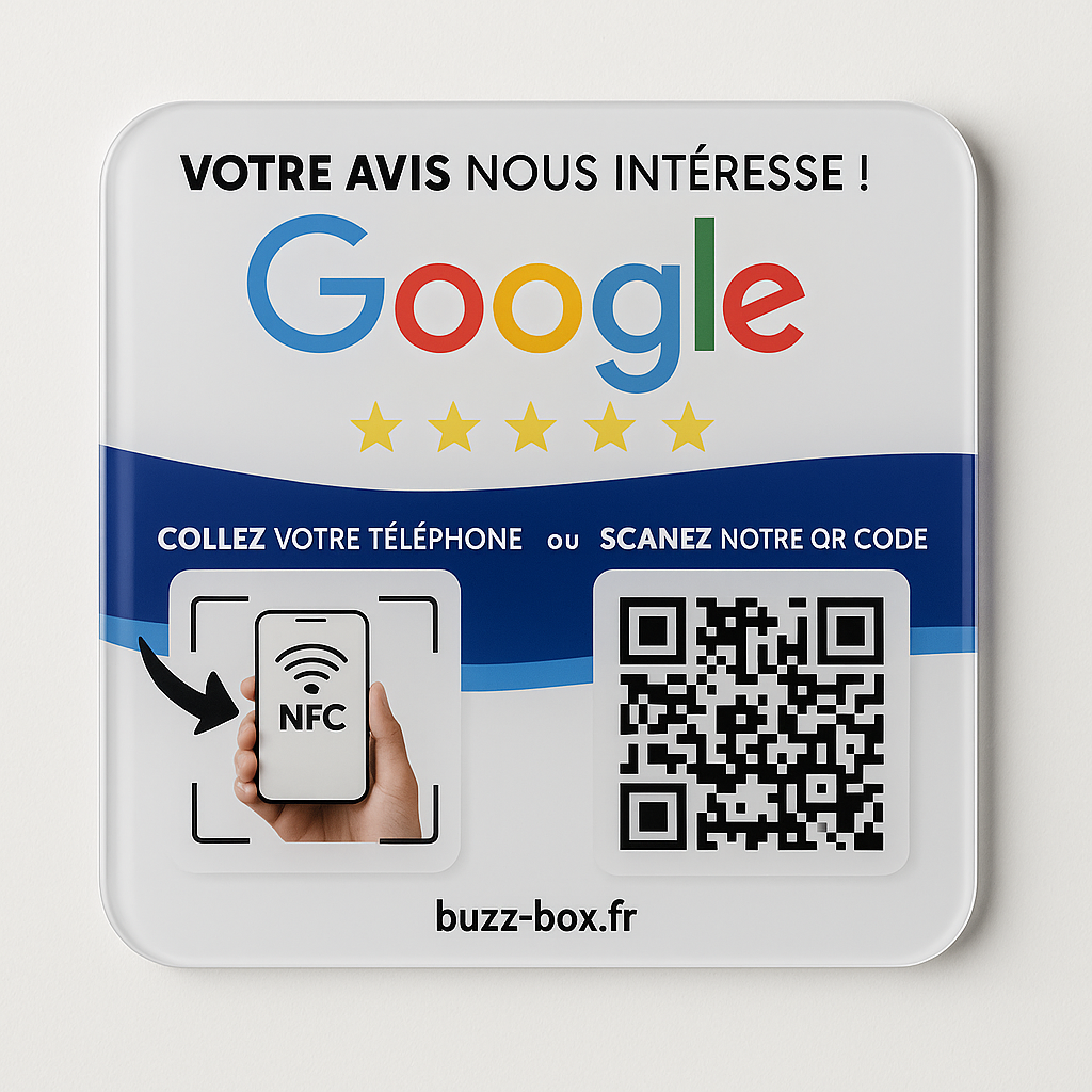 Plaque Avis Google – NFC + QR Code