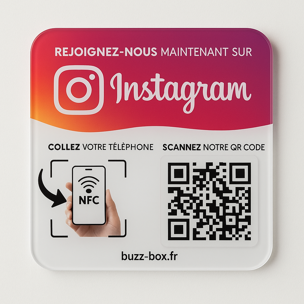 Plaque Abonnés Instagram – NFC + QR Code
